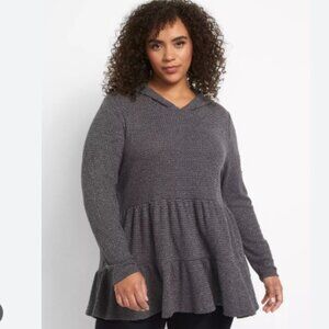 Tiered Swing Top With Hood - Sparkle Charcoal Grey Women's 18/20 plus size EUC